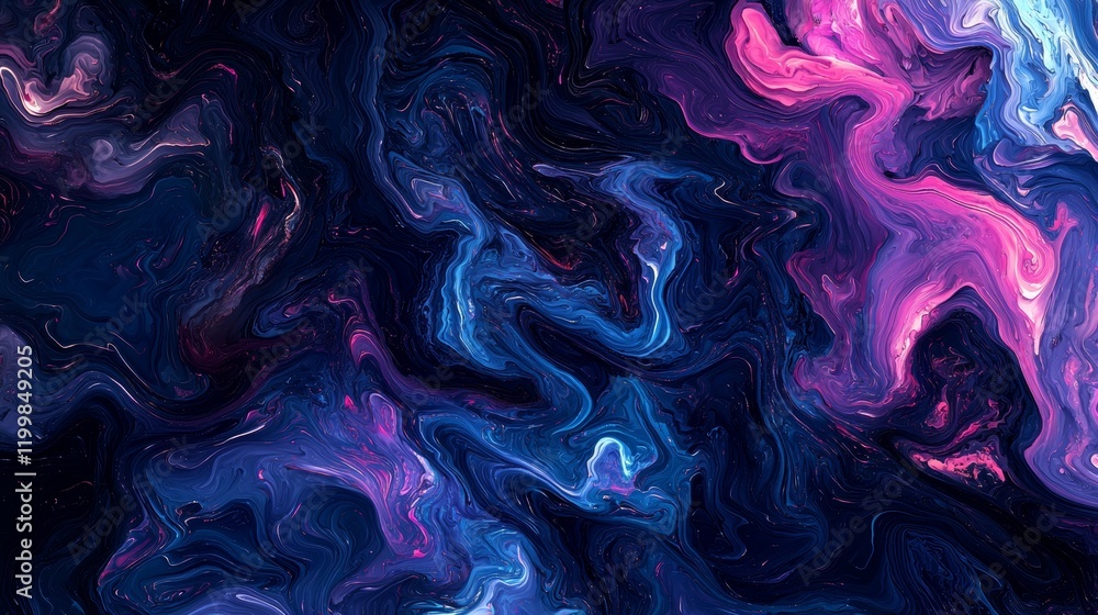 Fototapeta premium Vibrant swirling colors blend seamlessly in a cosmic-inspired abstract design