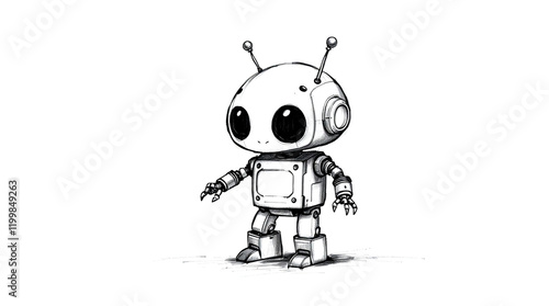 Cute Mini ai robot isolated on transparent background