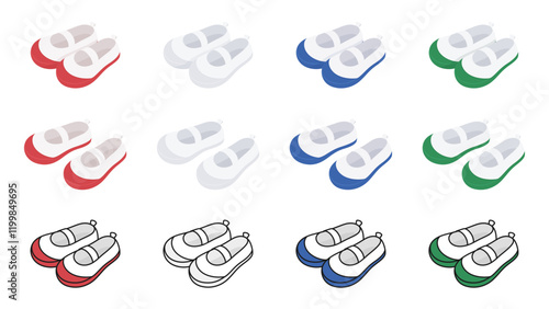 小学校の上靴のイラスト素材セット