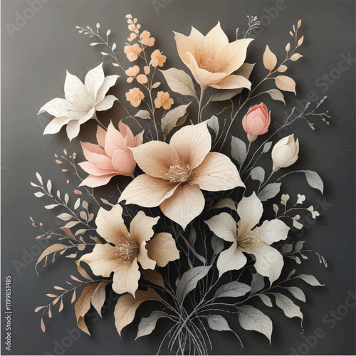 A_refined_intricate_watercolor_botanical.
Art & Illustration