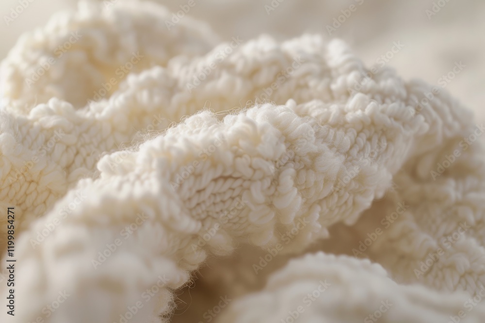 Cozy textured fabric in cream close-up Cozy textured fabric in cream close-up