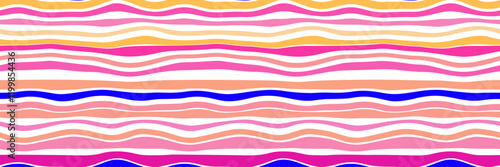 Abstract background with vintage curve strip color lines endless pattern, seamless design for fabric printing