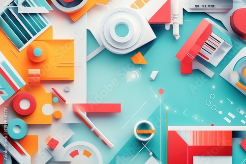 Abstract geometric shapes, vibrant colors