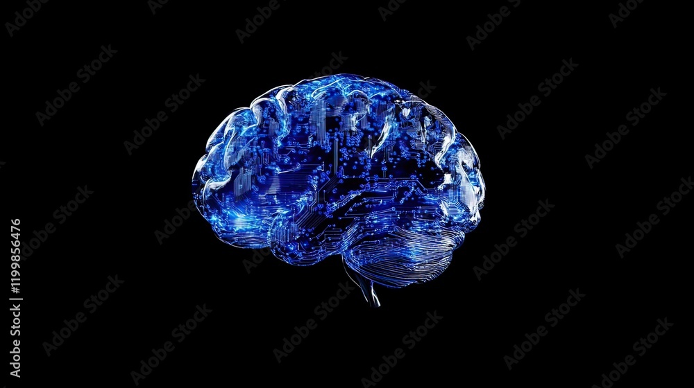 Glowing Blue Brain Network Data Visualization Glowing Blue Brain Network Data Visualization