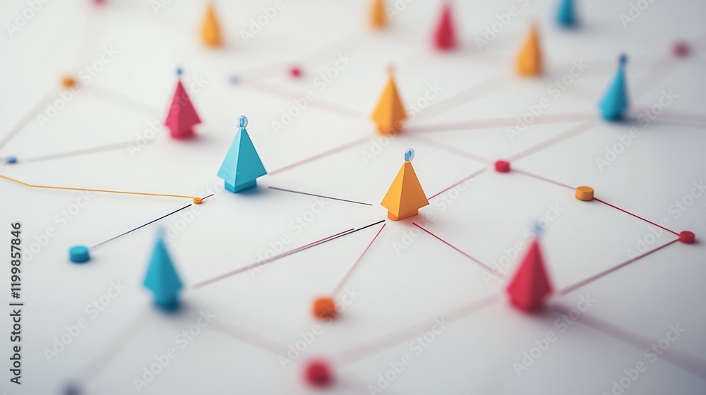 A minimalist diagram with interconnected nodes and arrows, representing strategic planning, on a neutral backdrop A minimalist diagram with interconnected nodes and arrows, representing strategic planning, on a neutral backdrop