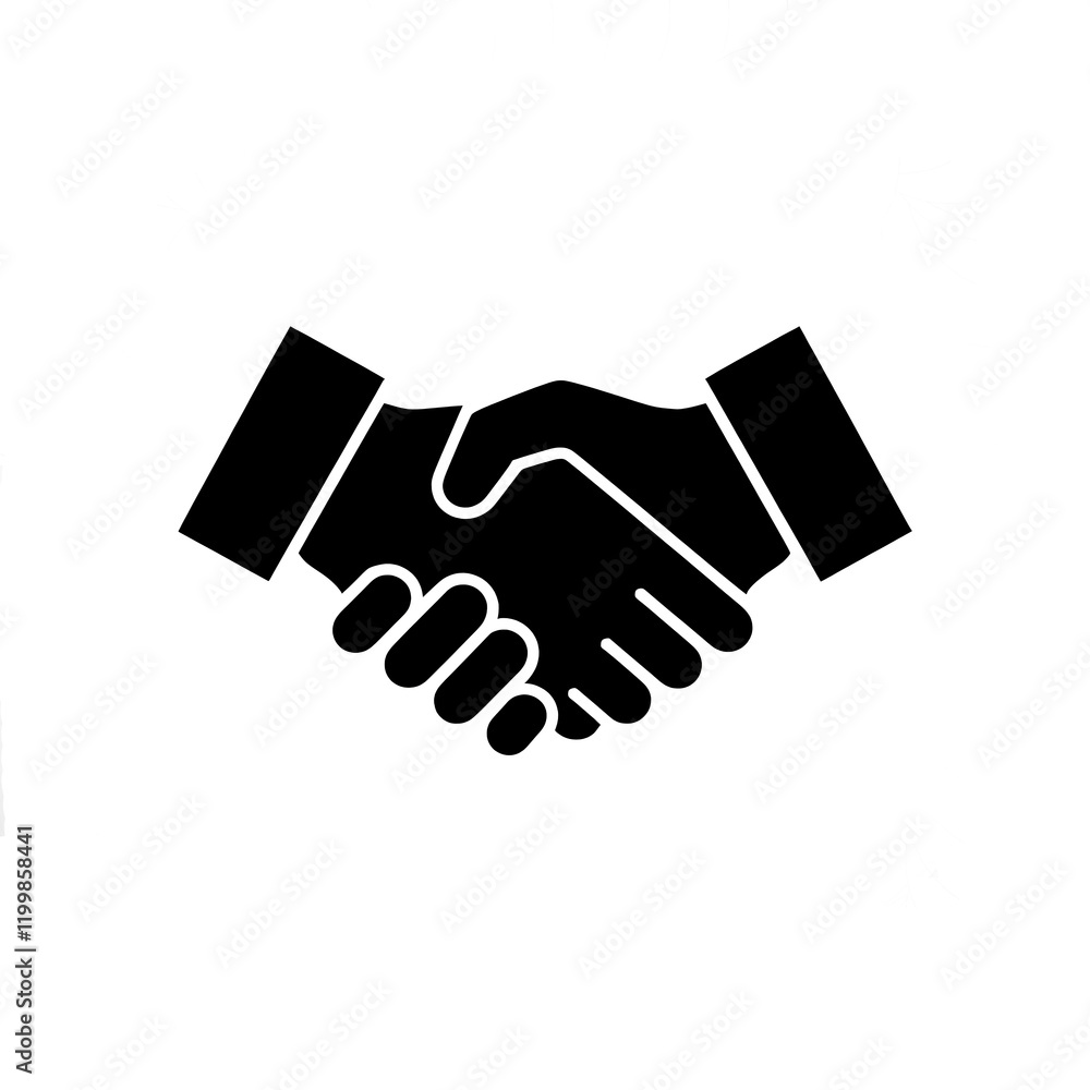 Black vector icon, logo, symbol silhouette handshake of two hands on transparent background. Symbolizes cooperation and trust, making a deal or agreement. Black vector icon, logo, symbol silhouette handshake of two hands on transparent background. Symbolizes cooperation and trust, making a deal or agreement.