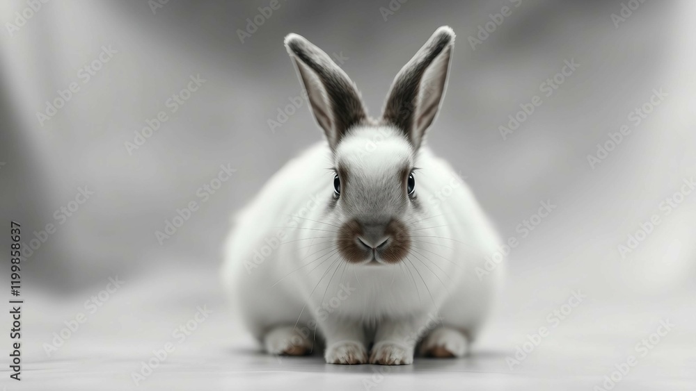 Obraz premium Black and white rabbit isolated on transparent background