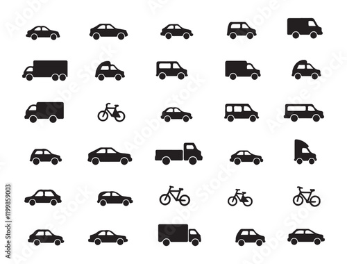 Transportation Icons silhouette vector art illustrtion 