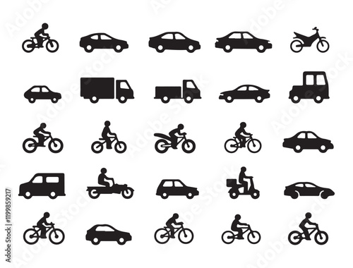 Transportation Icons silhouette vector art illustrtion 