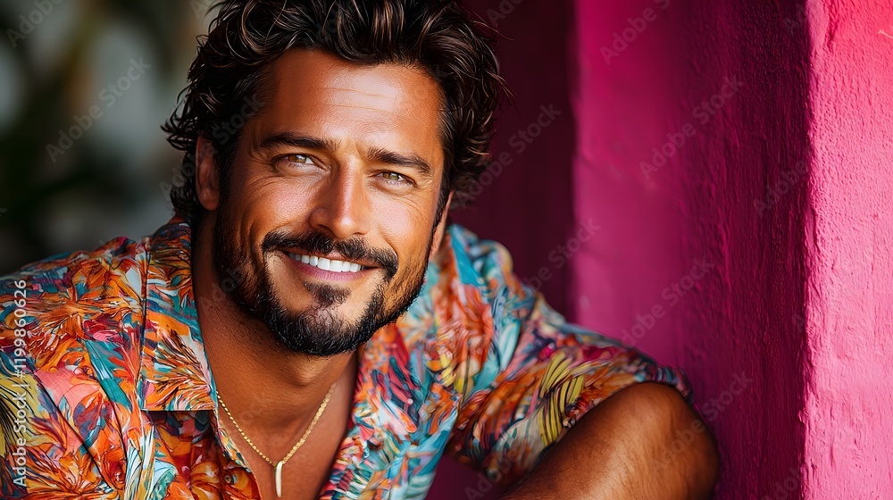 © Wuttichai - Vibrant Studio Portrait of Cheerful Man in Colorful Casual Outfit © Wuttichai - Vibrant Studio Portrait of Cheerful Man in Colorful Casual Outfit