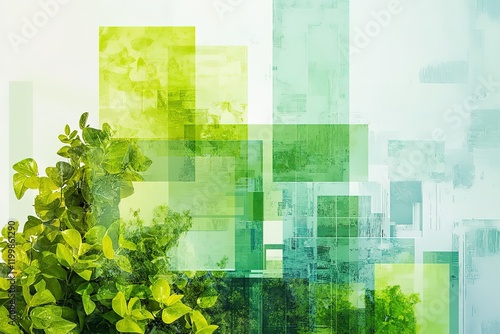Abstract green nature and city blend