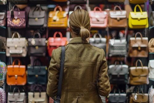 Woman shopping and carrying an eco bag in supermarket generative ai photo