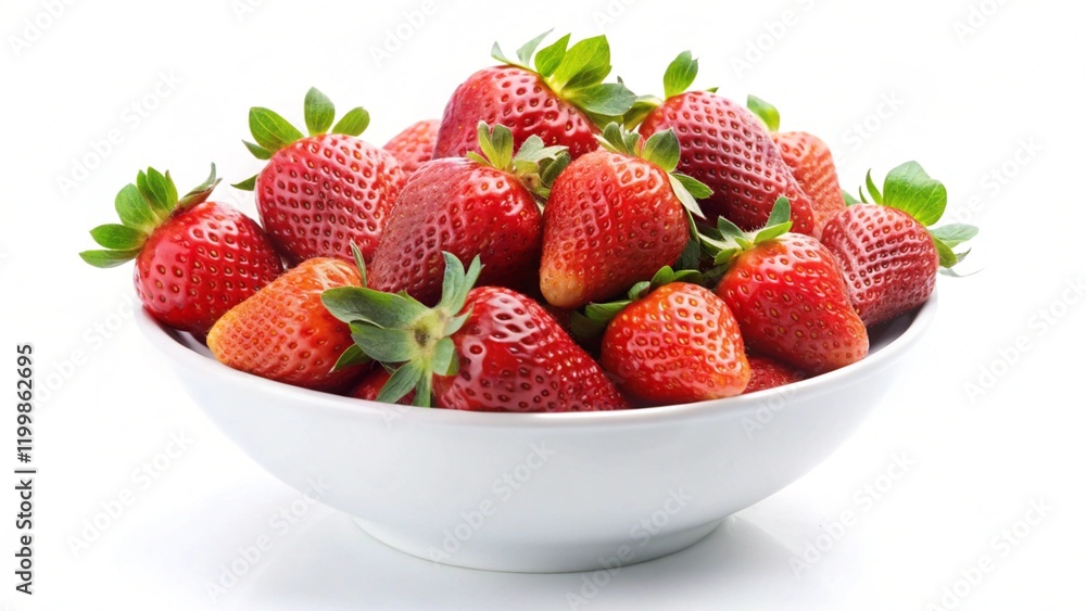 Bowl with fresh strawberries on white background
Bowl with fresh strawberries on white background