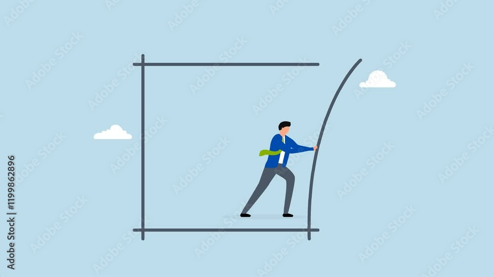 Pushing limits challenge yourself to overcome boundary, 4k animation of entrepreneur striving to push beyond limits. Pushing limits challenge yourself to overcome boundary, 4k animation of entrepreneur striving to push beyond limits.
