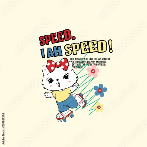 Beautiful cat character roller skating in a fun and energetic vector illustration, showcasing a playful personality.
