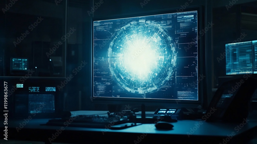 Fototapeta premium Cybernetic Pulse: Unveiling Digital Enigma