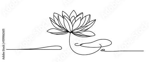 minimalistic lotus flower illustration in elegant single line art style