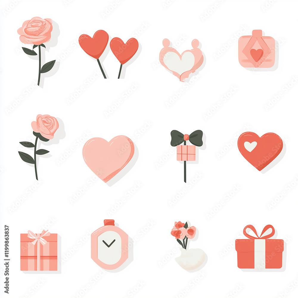 a set of collection of valentines day stickers made with generative AI a set of collection of valentines day stickers made with generative AI
