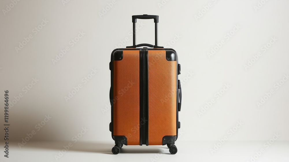 An eco-friendly suitcase made from recycled materials, centered on a clean white surface An eco-friendly suitcase made from recycled materials, centered on a clean white surface