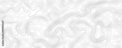 Abstract background wavy topographic line map. Contour geography map grid abstract backdrop. Seamless pattern and banner design. Modern and dynamic feel to topographic mapping vector illustration.