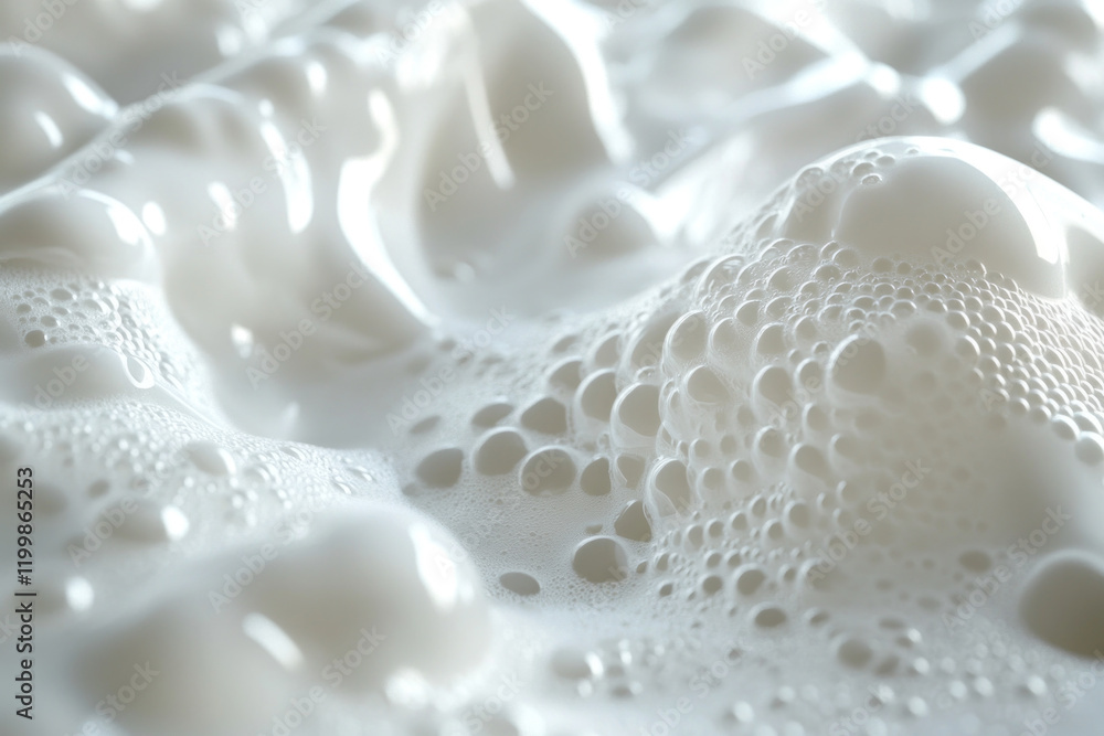 Close-up of white liquid with bubbles. Close-up of white liquid with bubbles.