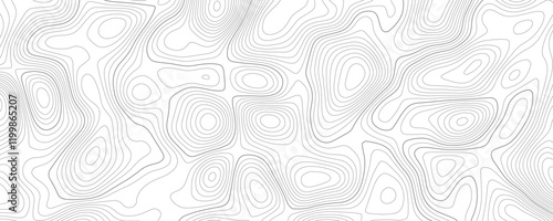 Abstract background wavy topographic line map. Contour geography map grid abstract backdrop. Seamless pattern and banner design. Modern and dynamic feel to topographic mapping vector illustration.