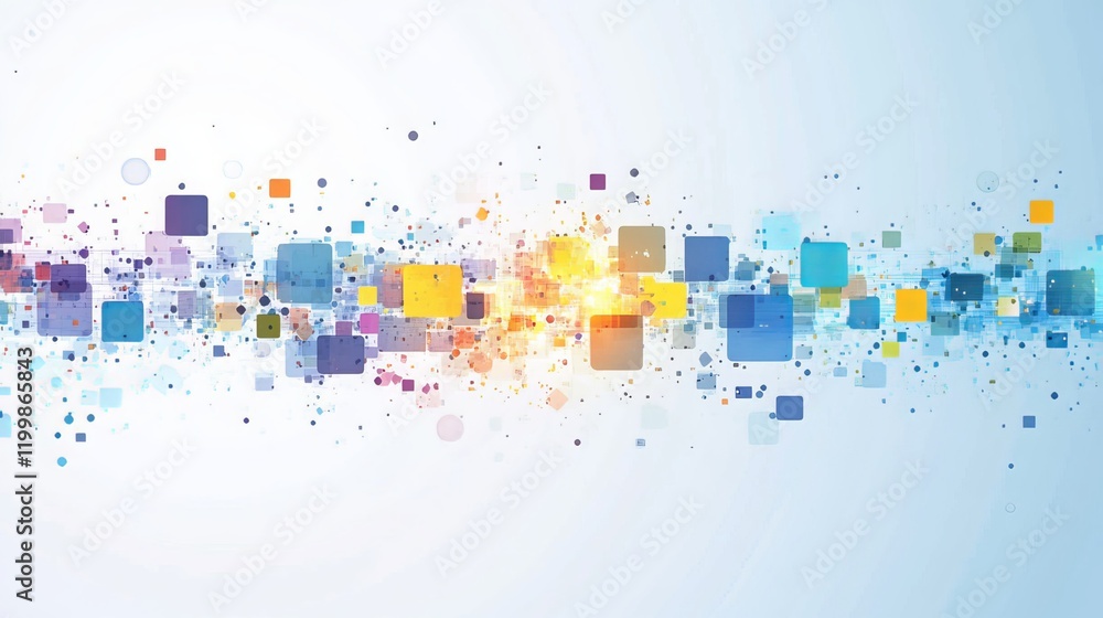 Abstract geometric background with colorful squares in a technological style. Abstract geometric background with colorful squares in a technological style.