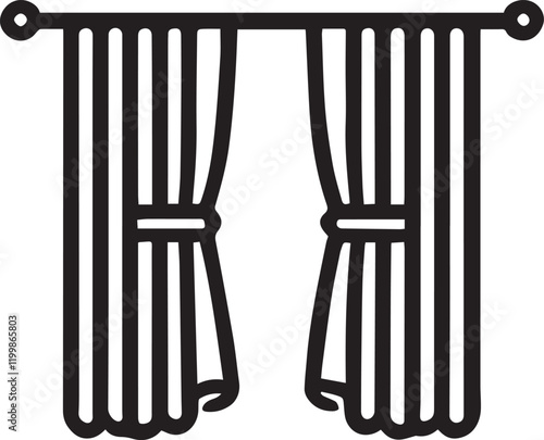 icon minimalist curtain design, ideal for illustrating interior decor or home improvement.
