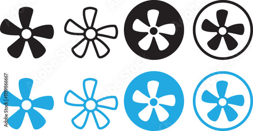 Fan icon set vector on white background 