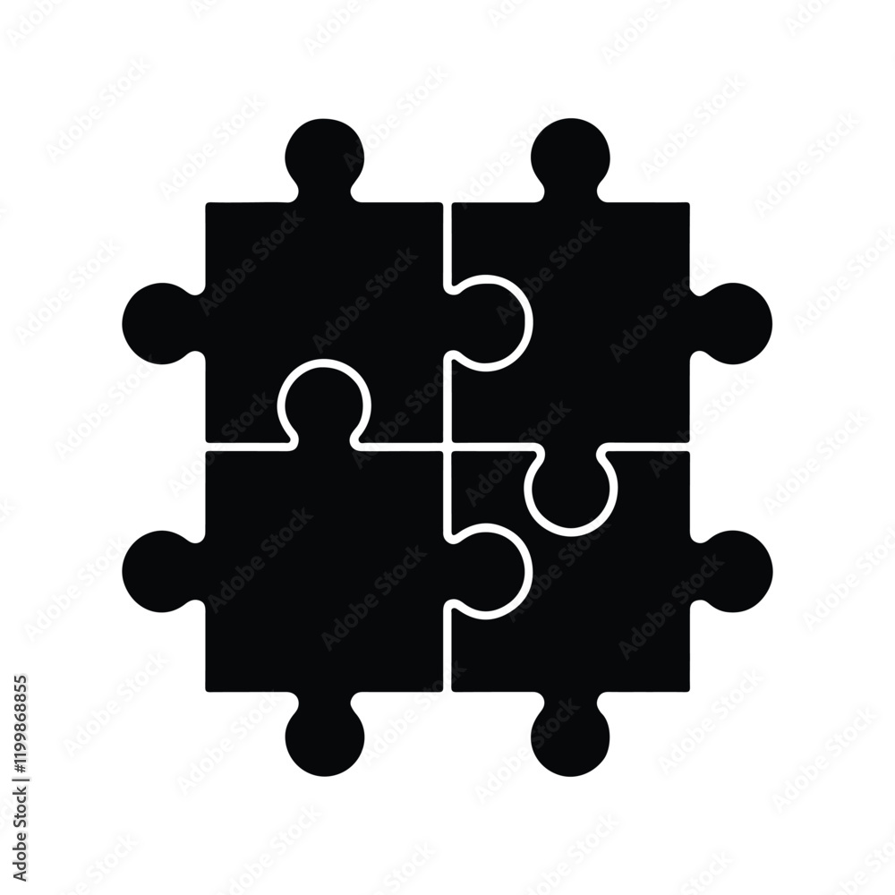 Puzzle silhouette icon vector on white background Puzzle silhouette icon vector on white background
