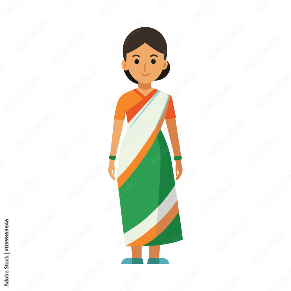 indian flag saree women on white background indian flag saree women on white background