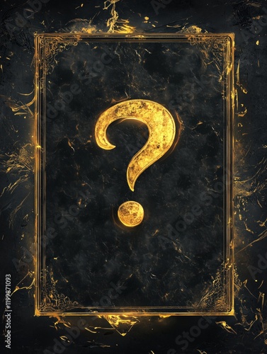 A flogging black card with a gold “?” question mark on a black background. An atmosphere of intrigue, sophistication and mystery.