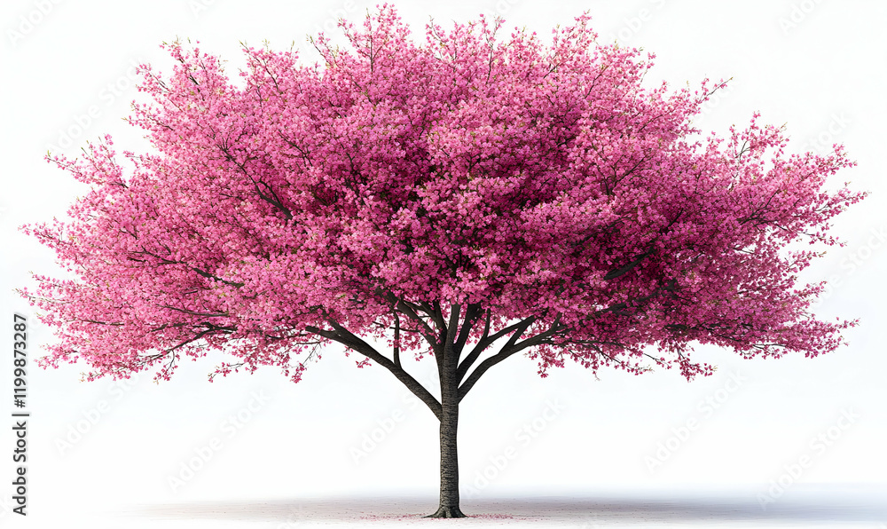 Obraz premium Pink cherry blossom tree, isolated, spring, nature, graphic design