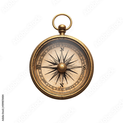 Vintage Compass with Intricate Design and Classic Charm Isolated on transparent background