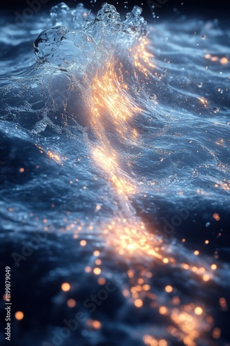 Wallpaper Mural Dynamic waves with sparkling light: capturing the beauty of motion and illumination Torontodigital.ca