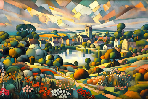 English Countryside Colourful Impressionist Painting British Art