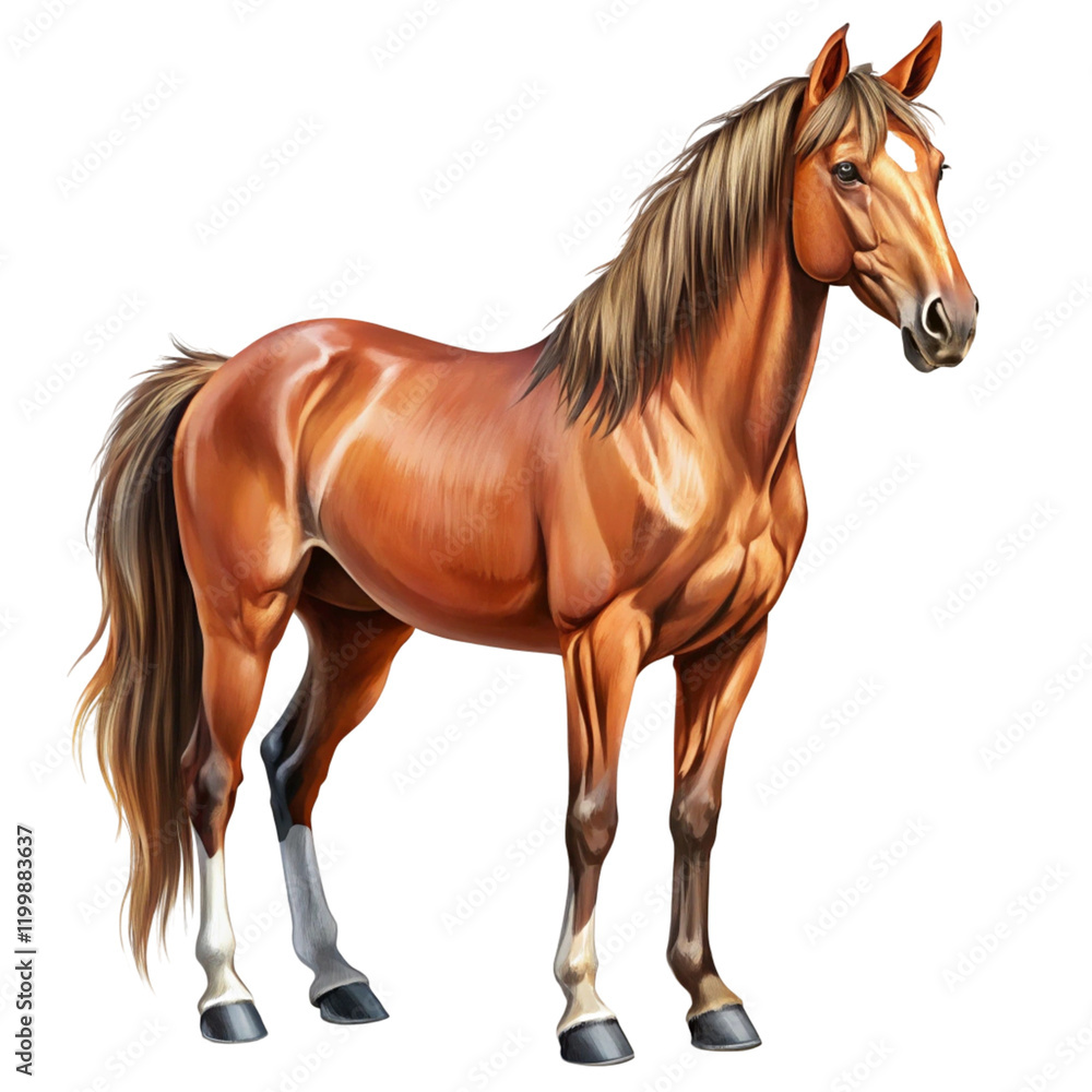 Obraz premium Brown horse illustration isolated on transparent background 