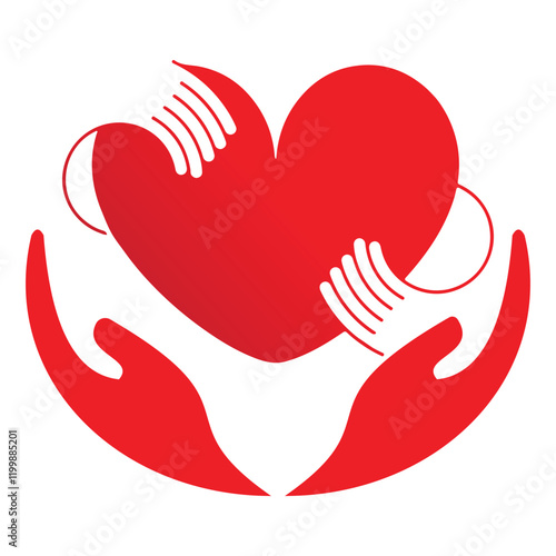 Heart in hand icon love logo Heart in hand logo Heart in hand icon in line style. Editable stroke. heart with wings photo