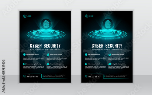 cyber security flyer design layout template,