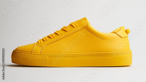 Sleek women's sneakers in a vibrant shade of yellow. Their leather construction boasts a soft, supple texture, providing both durability and comfort