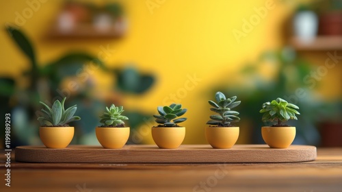 Wallpaper Mural Vibrant Succulent Arrangement in Bright Yellow Pots Torontodigital.ca