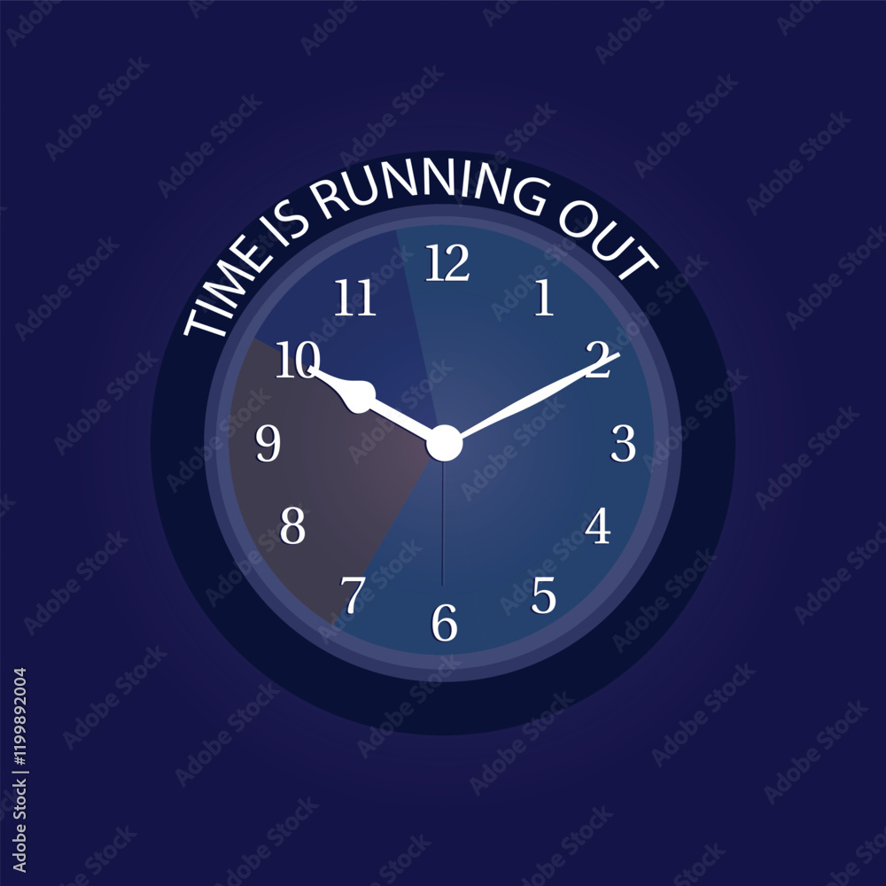 Time is running out clock modern blue shining vector design illustration. Time is running out clock modern blue shining vector design illustration.