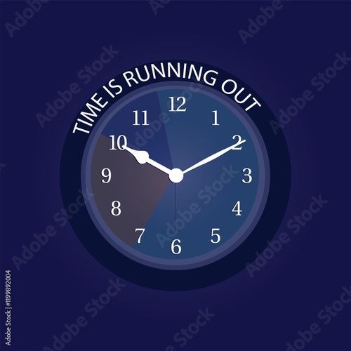 Time is running out clock modern blue shining vector design illustration.