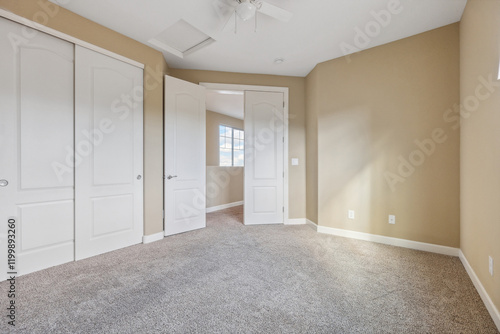 Wallpaper Mural Spacious living room with wooden flooring and sliding doors leading to a bright outdoor area Torontodigital.ca