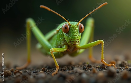 Amazing Green Grasshopper Close Up Macro Photography photo