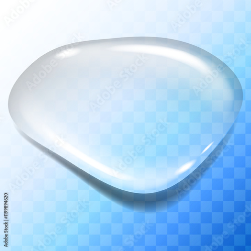 Water drop on a colored background with a transparent effect, creating the effect of liquid or soap bubble. Visual effect; tear, drop, mucus, runny nose, bubble. Beauty and health product concept