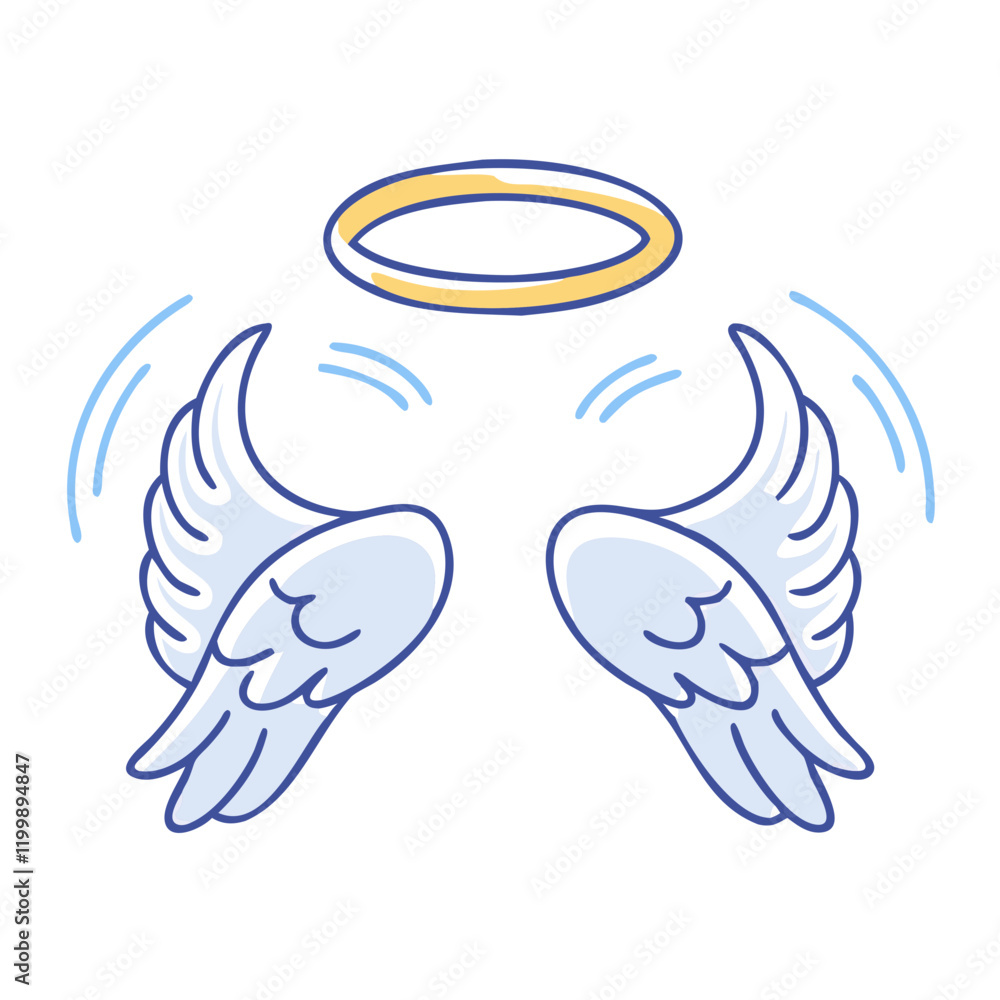 Obraz premium angel wings and halo icon, angel wings and halo vector illustration-simple illustration of angel wings and halo, perfect for angel wings and halo logos and themed design 