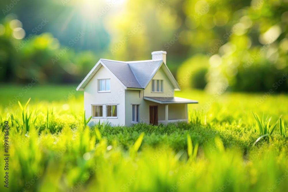 Modern, white, minimalist house 3D render; green grass backdrop promises a bright future home design. Modern, white, minimalist house 3D render; green grass backdrop promises a bright future home design.