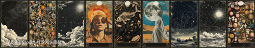 vintage vintage style deck of tarot cards. magical predictions of the future, mysterious characters.