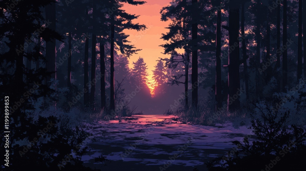 Forest Path Sunset Scenic Nature Landscape Forest Path Sunset Scenic Nature Landscape